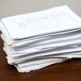 Stack of paper for shredding