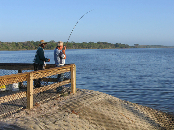Catching fish at the lake at Guana River WMA