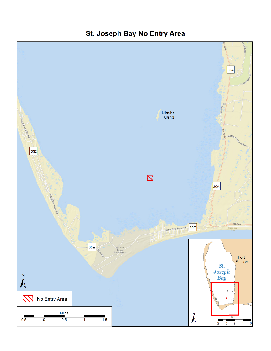 St. Joseph Bay No Entry Area map