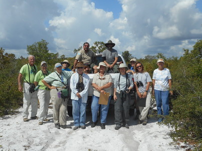 Volunteers pose for a photo after Scrub Jay training