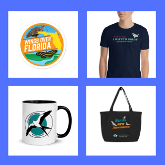 Photos of new merchandise available from the birding trail store