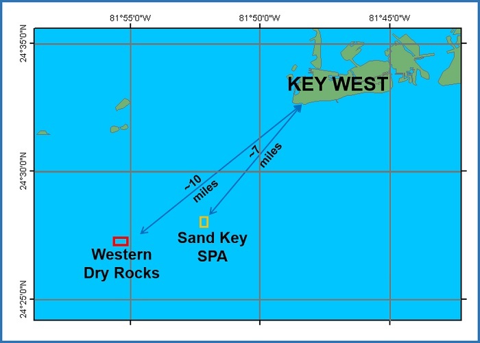 map showing location of Western Dry Rocks
