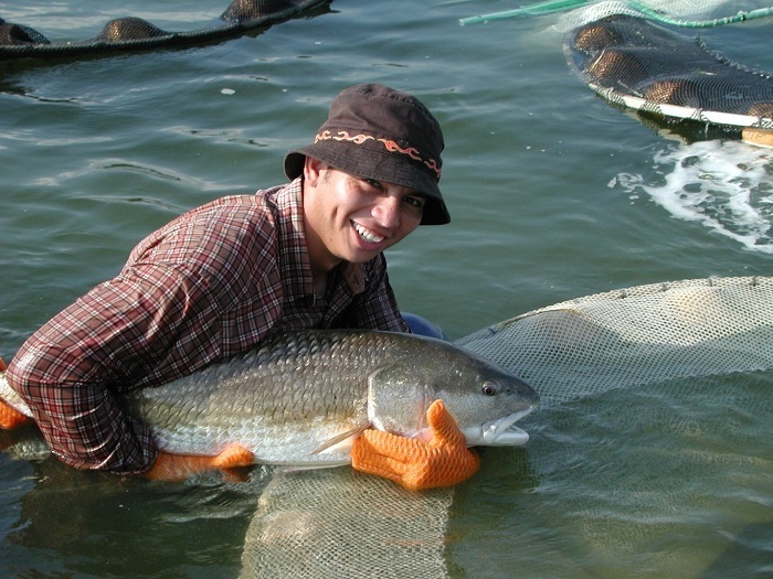 volunteer holding fish