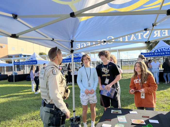 officers talk to students