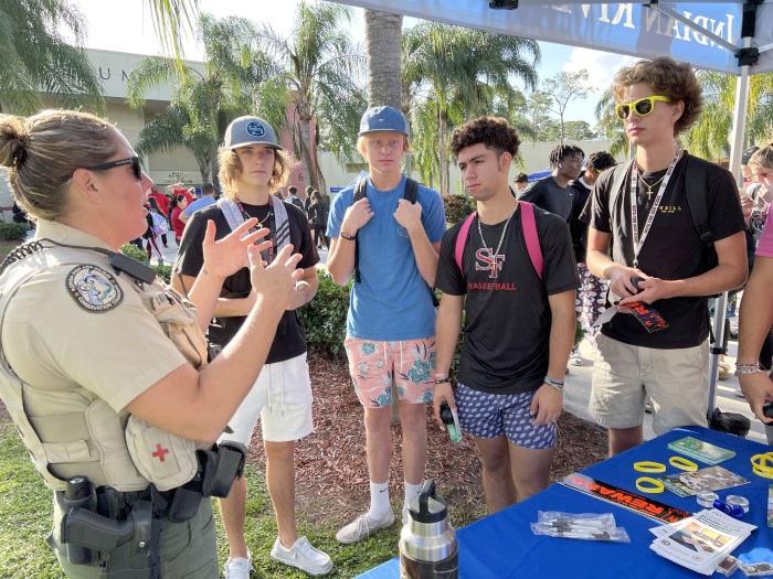 officers talk to students