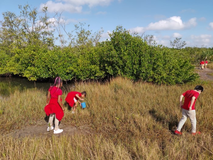 students outdoors