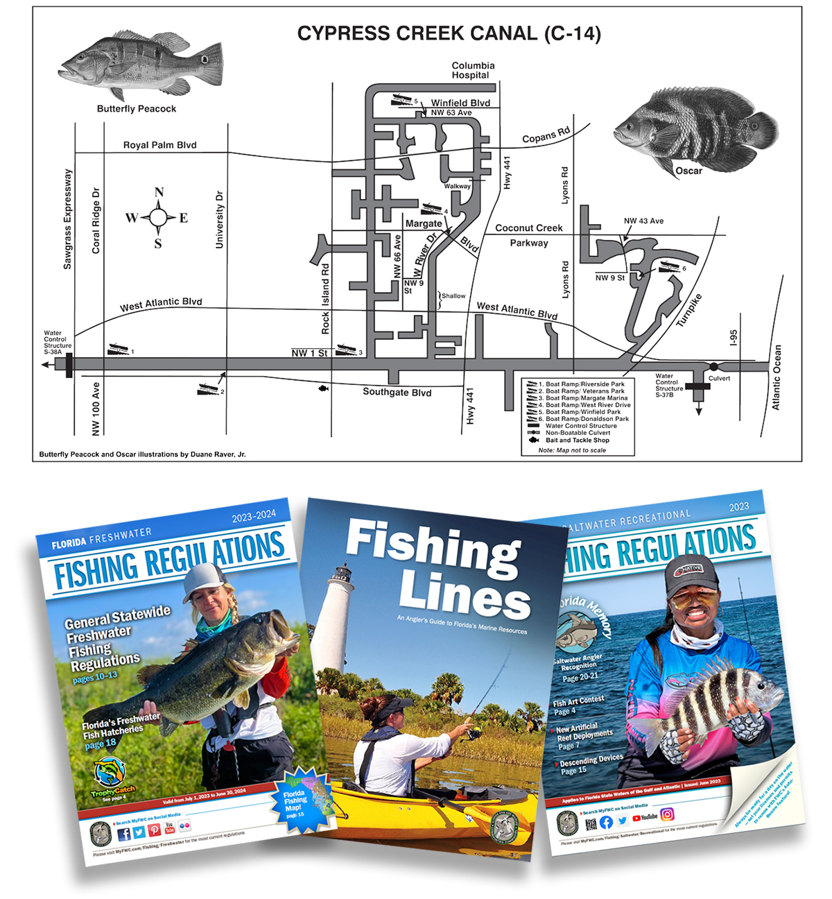 C-14 Canal map, fishing regulations booklets, Fishing Lines magazine
