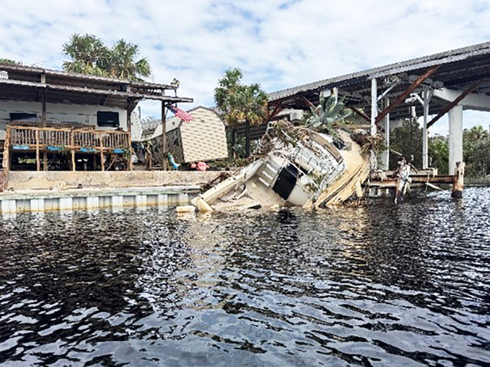 sunken vessel in waterway