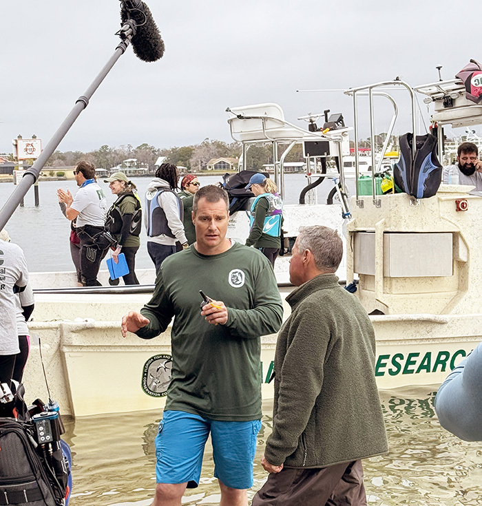 corbin with videographers and FWRI staff on deck and vessel