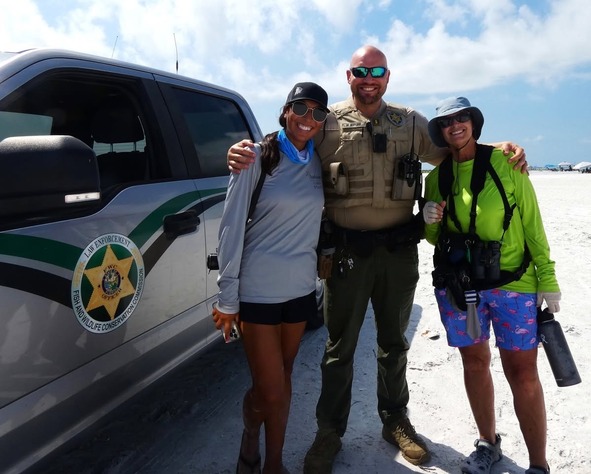 Audubon Florida South Pinellas Anchor Steward Sydney Brazzle, FWC Lt. Mike Bibeau, and Audubon Florida volunteer Eve Waterman