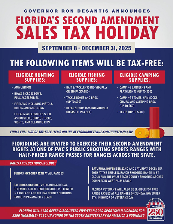 Second Amendment Sales Tax Holiday poster, see news release for details