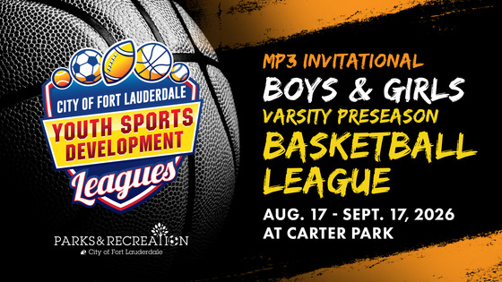 Youth Sports Development Leagues. MP3 Invitational boys and girls varsity preseason basketball league. August 17 to September 17, 2026 at Carter Park.