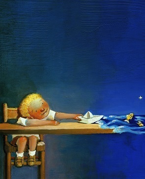 child imagining the ocean illustration