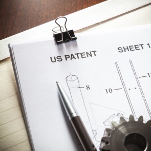 close up of U.S. patent sheet with pen on top