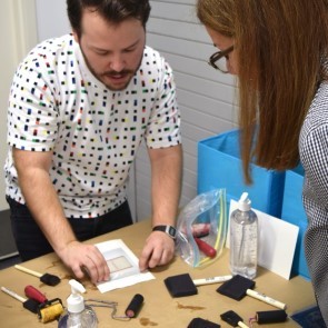 Jose Luis Garcia demonstrating printmaking techniques