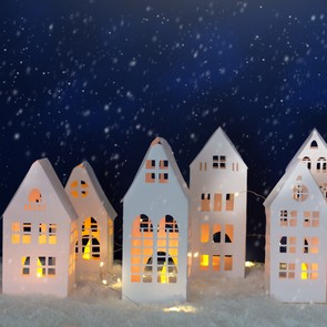 Paper Village lit w Candle-r