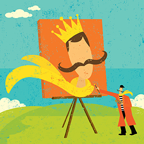 illustration of artist painting self-portrait