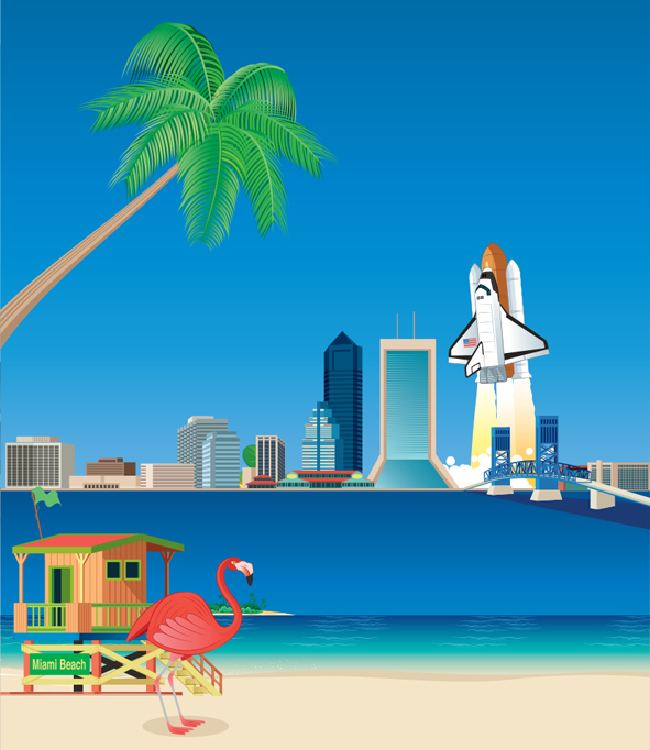 Illustration of Famous Florida Scenes