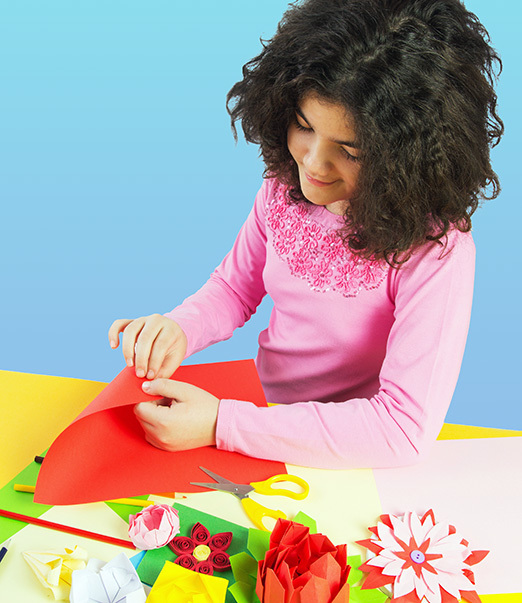 Girl Making Paper Flowers