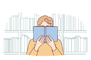 Animated GIF of a man peering over a book