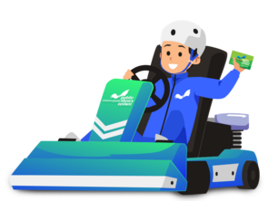 Illustration of child riding a go kart