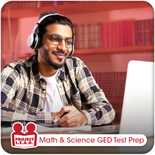 An adult student engaged in an online tutoring session