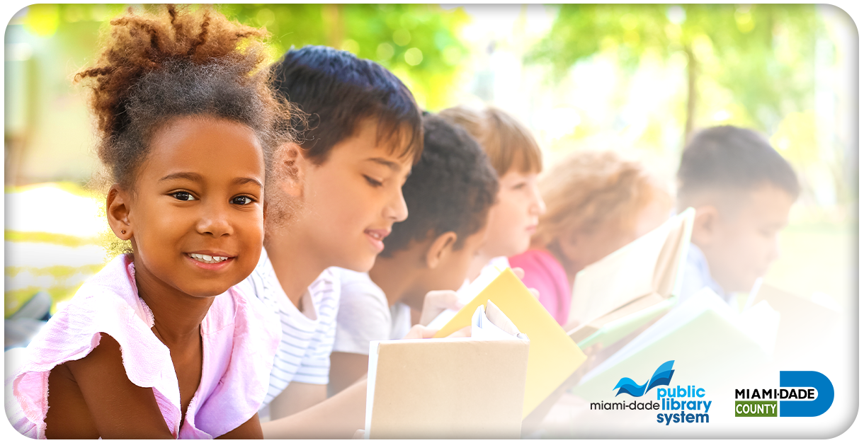 Kids reading outside