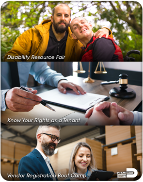 A collage of three scenes: two men in a park, a legal meeting and a business meeting in a warehouse