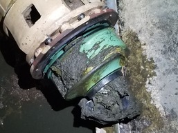 Lift station pump clogged pipes with wipes and rags