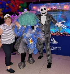 The ECO Division table with Cheryl, Plastic bag monster and Jack Skeleton