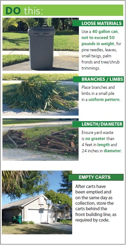 This is a flyer that reads information on how to properly put out yard waste and carts. 