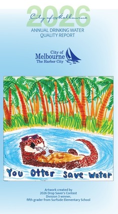 Cover of the 2026 Water Quality Report with Drop Savers winner artwork with an otter