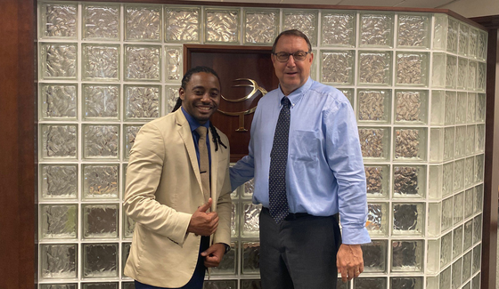 Mayor Sortal and State Rep. Daryl Campbell inside City Hall