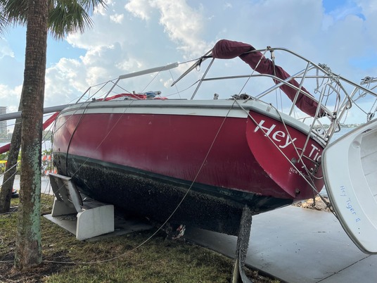 Idalia - park damage - boat on bench