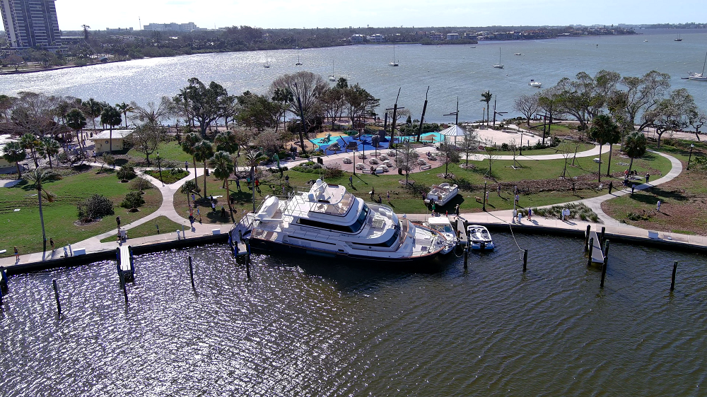 Bayfront Park post-Milton - vessel in park