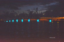 Ringling Bridge aqua blue lights