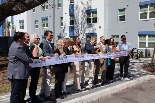 new trail plaza ribbon cutting