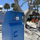 Bayfront Park recycling, photo of pilot bin