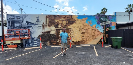 Hillview mural and Andrew Viera