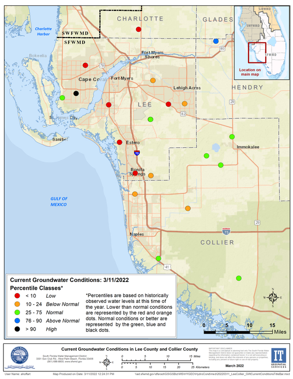 Lee County Water Shortage Map