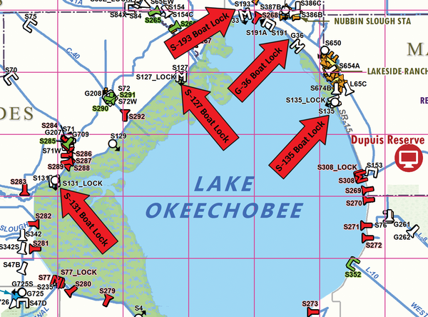 Multiple Navigation Locks On Lake Okeechobee S North Shore Will Multiple Boatlock Closures 12ft Map Crop 