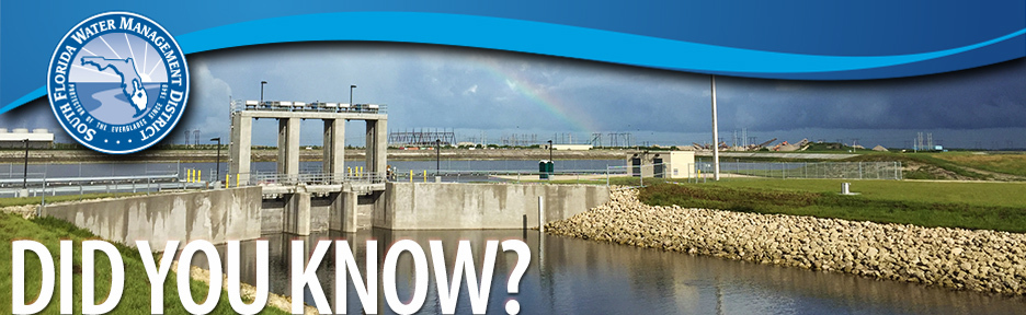 Rainbow over a water control structure