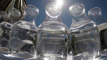 Vials of drinking water
