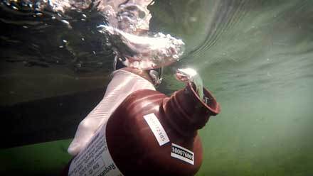Water samples being drawn