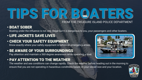 Tips for boaters from the Treasure Island Police Department
