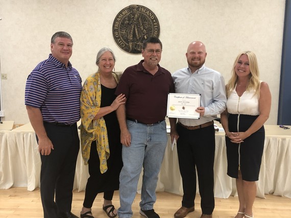 Public Works employee Dan Spatzer recognzed for 35 years of service with the city of Treasure Island