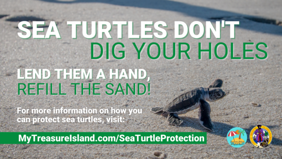 Sea Turtle don't dig your holes. Please fill in holes before leaving the beach.