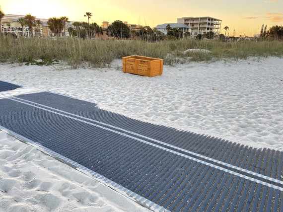 Wide shot of beach toy chest