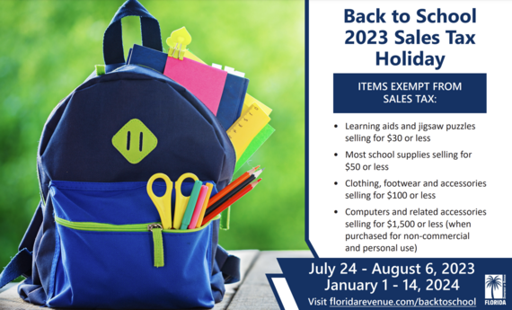 2023 Florida Back-to-School Sales Tax Holiday