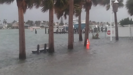 Idalia flooding behind fire station